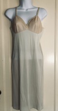 Vintage Vanity Fair Full Slip 34 L Two Tone Cream Beige Dress Gown USA