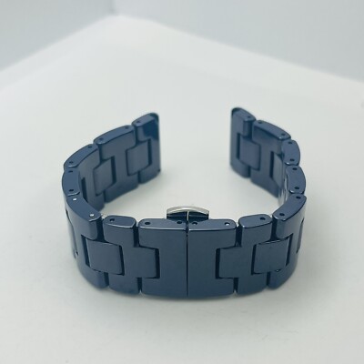 Ceramic Band Blue Gunmetal 18mm Lug Width 6 Inch for Movado BOLD