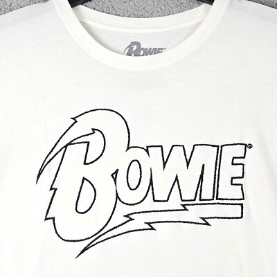 Lucky Brand DAVID BOWIE Shirt Mens MEDIUM WHITE SPELL OUT ZIGGY STARDUST NWT