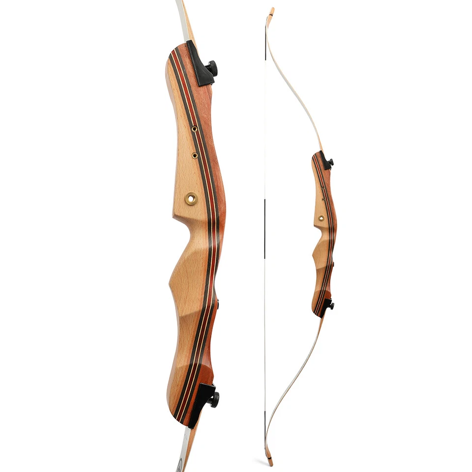 48" 54" Recurve Bow 10-20lbs Wooden RH Archery Kids Target Practice Shooting - Image 4 of 4