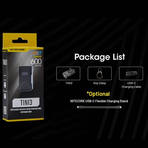 Nitecore TINI 3 Gris - Lámpara Llavero LED 600 Lúmenes 3000k-6500k USB-C - Imagen 8 de 8