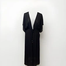 Miken Swim Womens Size L Kimono Maxi Coverup Black Beach Pool Wear For Vacation