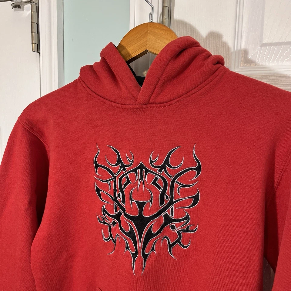 Sudadera con Capucha Silver Point Juvenil Mediana Roja Pullover Tribal Y2K Patinador Sudadera Foto 2 de 4