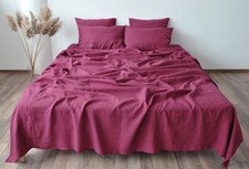 100 Organic Linen Duvet Cover Set: Soft Stonewashed Bedding with Coconut Button