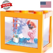 Small Betta Fish Tank, Stackable Mini Fish Tank Aquarium Tank Kit, 3/5 Gallon...