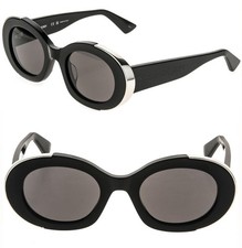 ALEXANDER MCQUEEN AM0445S 0445 Black Oval Logo Fashion Sunglasses 001 Authentic