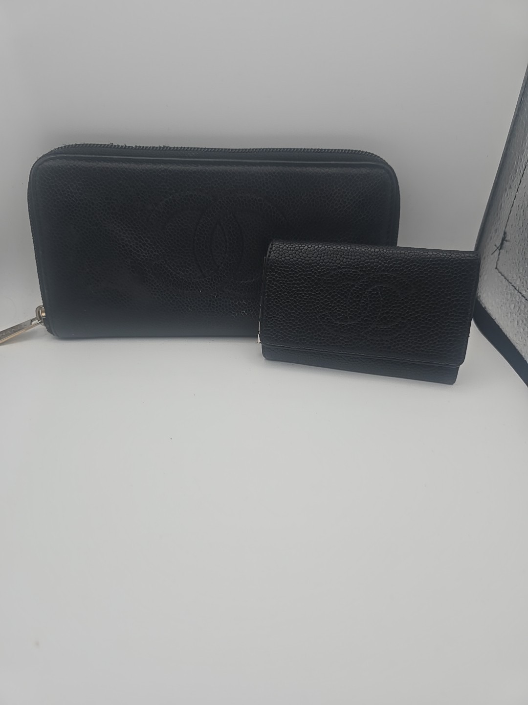 Chanel Caviar Black Long Zip Wallet & 6 Key Holder (FAIR/POOR)-image