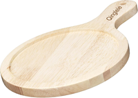Pizzateller Holz, Pizzabrett Aus Kautschukholz Dick, Ø17.8Cm Pizza-Schneidebrett