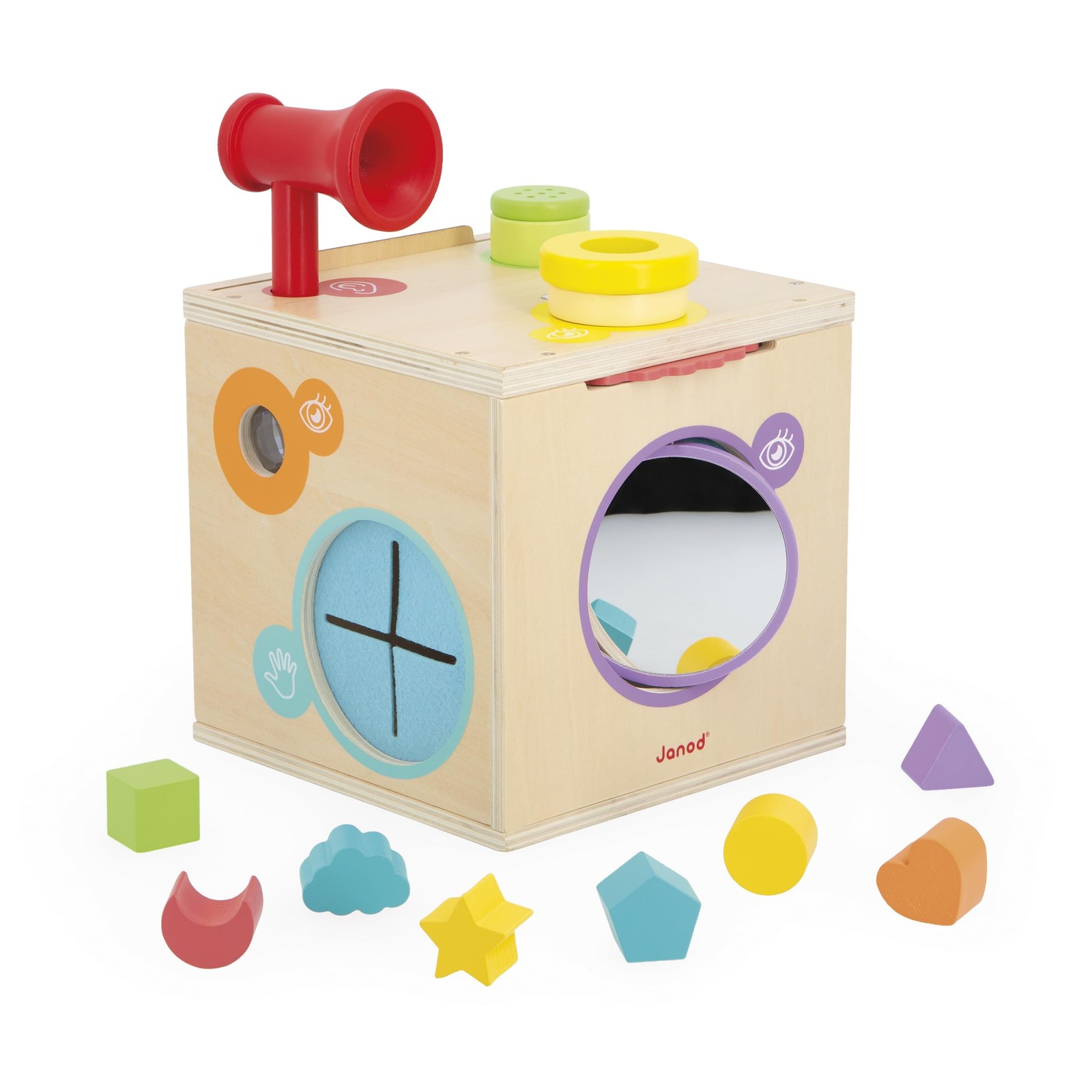 Janod - Motricity and Manipulation Cube - Sensory Awakening Game Multicolored