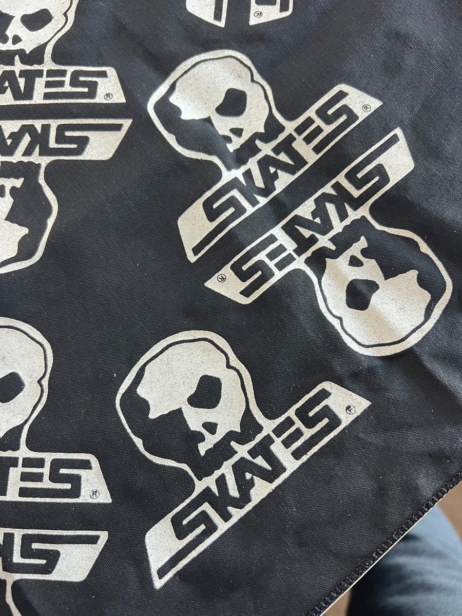 Skull Skates 1980s NOS Bandana The Skull 21x21 Black OG Deadstock