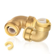 2 PCS 1 Inch x 1 Inch Pushfit 90 Degree Elbow Connect Brass PEX Copper CPVC