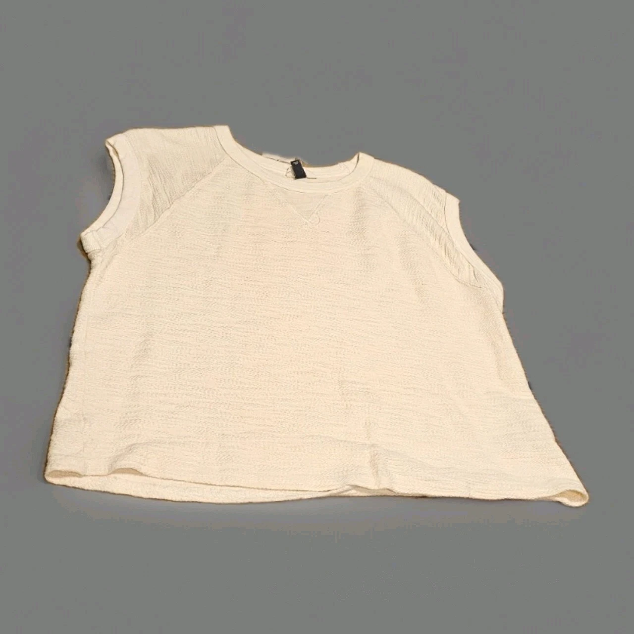 OFF WHITE Felpa universale filo senza maniche testurizzata top bianco sporco taglie forti large