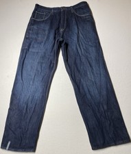 Vintage Rocawear Jeans Mens 36x34 Blue Straight Baggy Denim Dark Wash Y2K