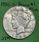 1935-S Peace Silver Dollar $1 Fine Tough Date