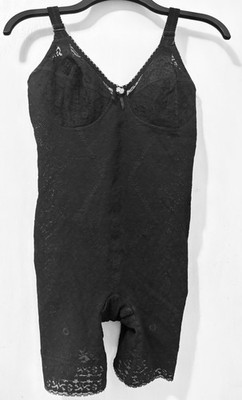 Vintage Bodysuit LADY MARLENE Black Corset LACE Bustier Lingerie 38C Shapewear