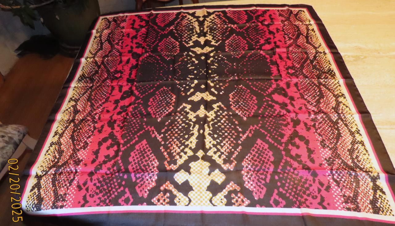 STUDIO square scarf. Python print; pink black whi… - image 1