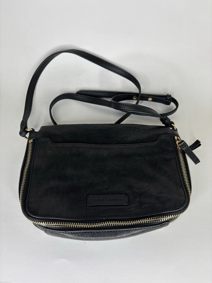 Vince Camuto Black Pebbled Leather Tote Crossbody Messenger Shoulder Bag Purse - Image 2 of 4