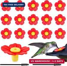 16 Sets Replacement Flowers for Hummingbird Feeder Parts with 2pcs Humming Bird