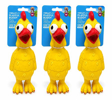 3 Pack Vibrant Life Screaming Squeaky Chicken Dog Toy Chew Level 2 Medium 9"