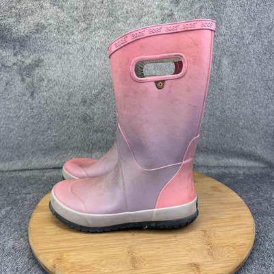 Bogs Boots Youth Size 2 Pink K Pnt Ombre Waterproof Rubber Rain Pull On