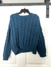 Girls Abercrombie Kids Teal Blue Oversized Crewneck Sweater Size 11  12