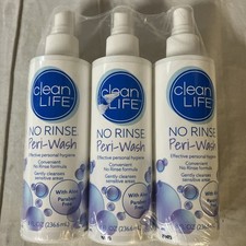Lot of 3 Clean Life No Rinse Peri-Wash With Aloe Paraben Free USA Made Free Ship