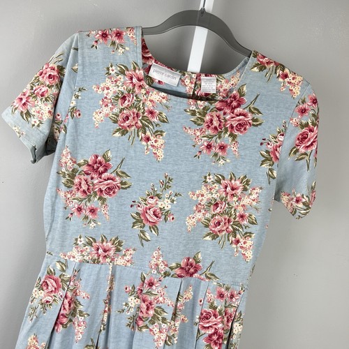 Pierre Cardin, Pierre Cardin Cottagecore Dress Womens M Vintage Blue Floral Country Retro 90s