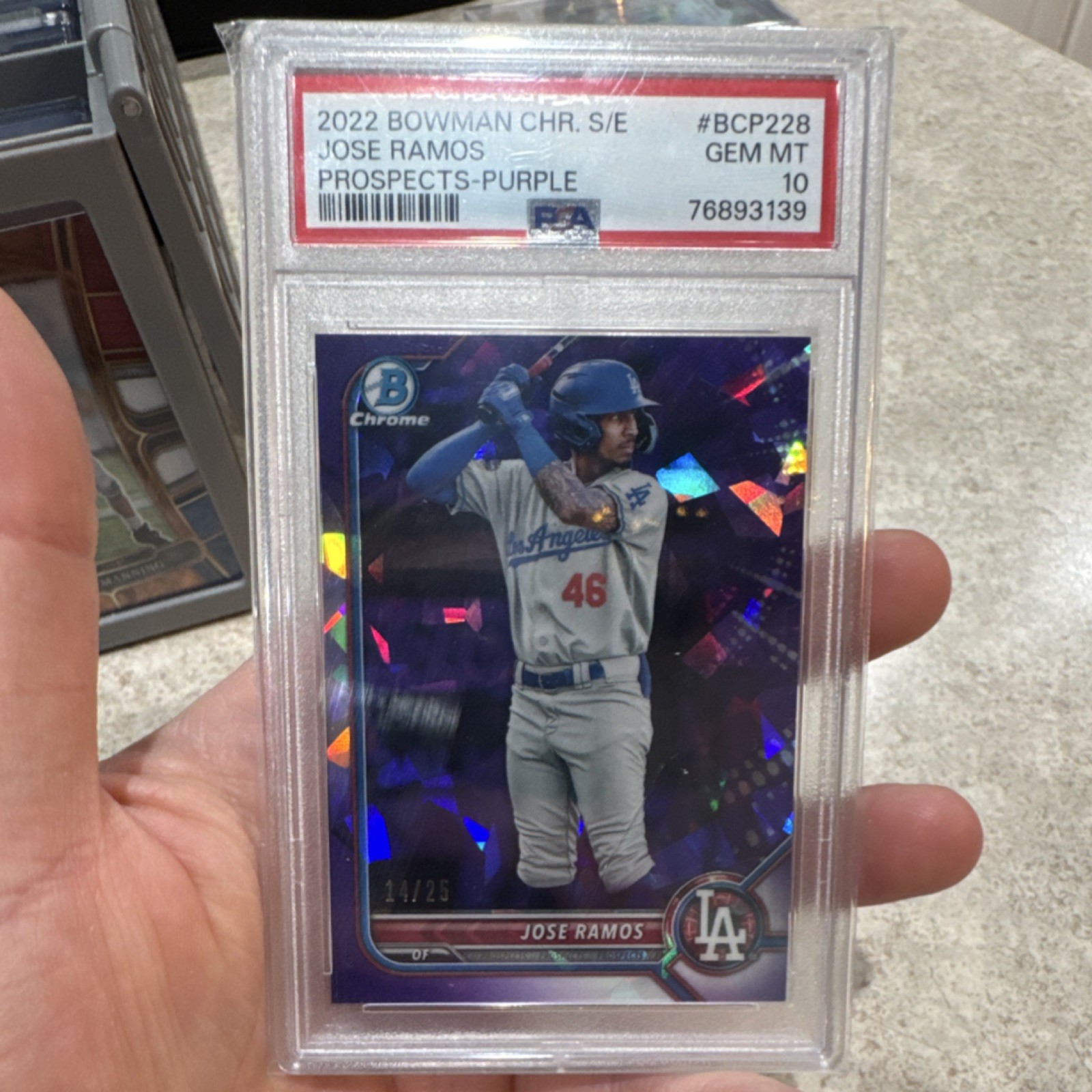Topps 2022 Chrome Sapphire Jose Ramos Prospects Purple /25 Rookie PSA 10 BCP228