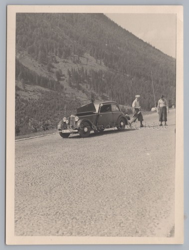 Auto Panne Reise Rast Autounion ? - offene Motorhaube - Altes Foto 1930er