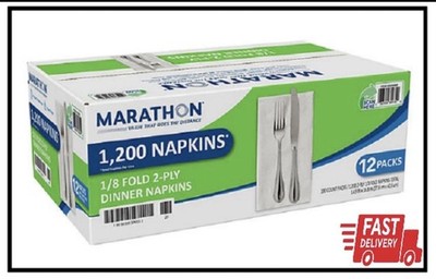 Marathon 2-Ply Dinner Napkin, 17'' x 15'', White (100/pk., 12 pk.)