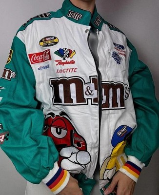 Vintage M&M's NASCAR Racing Jacket JH Design Teal White Logo