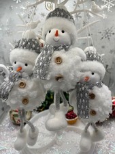 3 x Adorable Snowmen with Grey and White Hat and Scarves