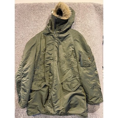 Alpha Industries Parka Men Large Green N-3B Extreme Cold Weather Snorkel Jacket*