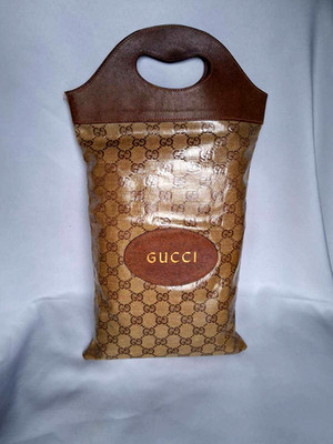 NOS MINT 70s Gucci VIP Boutique Tote GG Monogram High-Gloss Archive Italy Rare