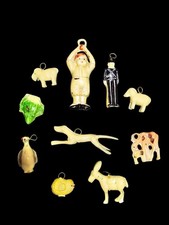 Vintage Japan Miniature Celluloid Charms Figures Animals Cracker Jack Era Set 10
