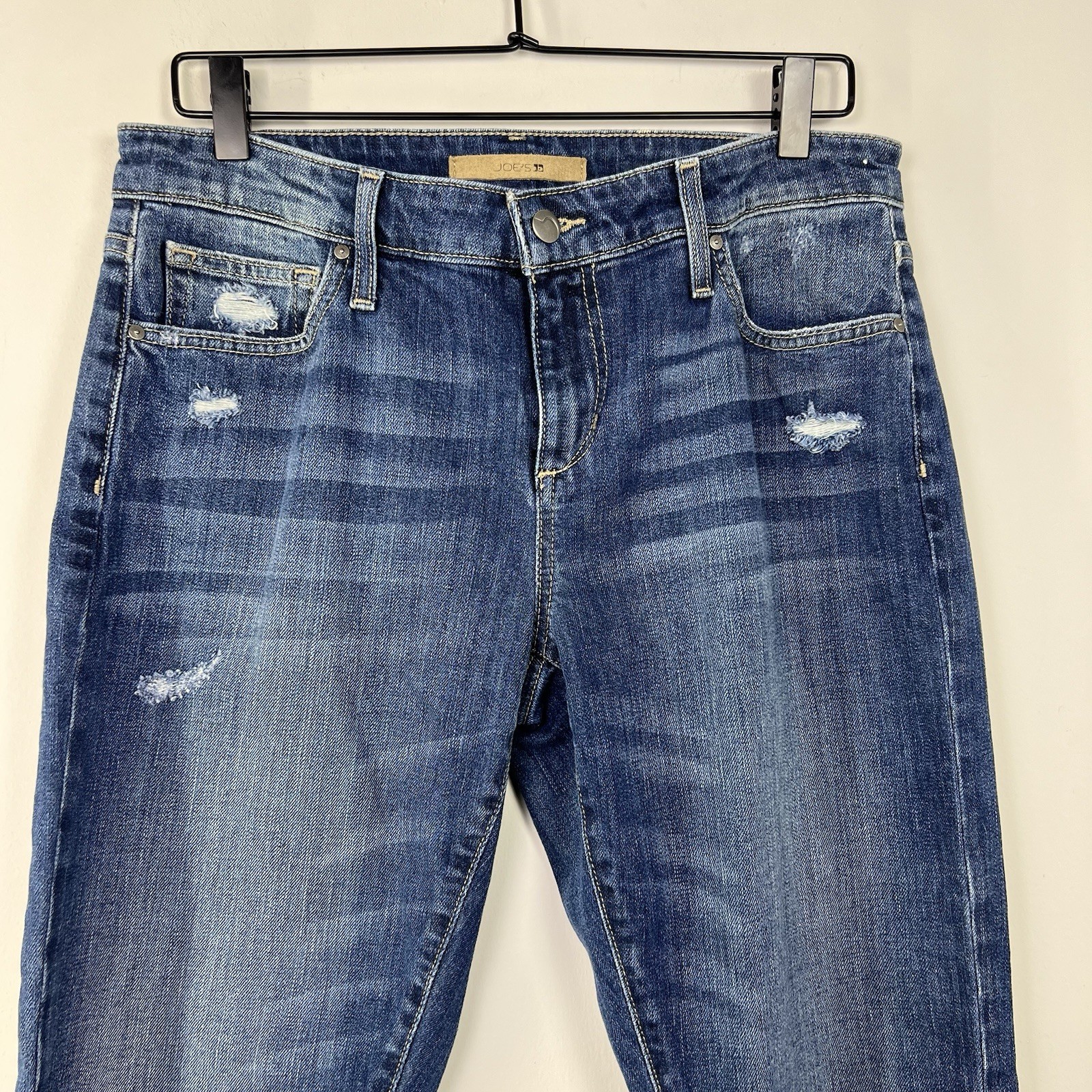 Joe’s Jeans Ex Lover Crop W29 Distressed Raw Fringe Hem Cropped Denim Jeans