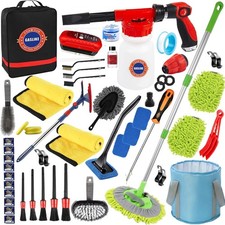 56Pcs Car Wash Cleaning Kit with Foam Gun, Car Wash Brush with Long Handle, Car