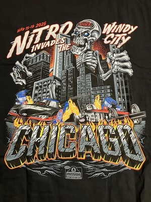 NHRA DRAG RACING OFFICAL 2025 CHICAGO STYLE NITRO JUNKIE T SHIRT  SIZE 2X