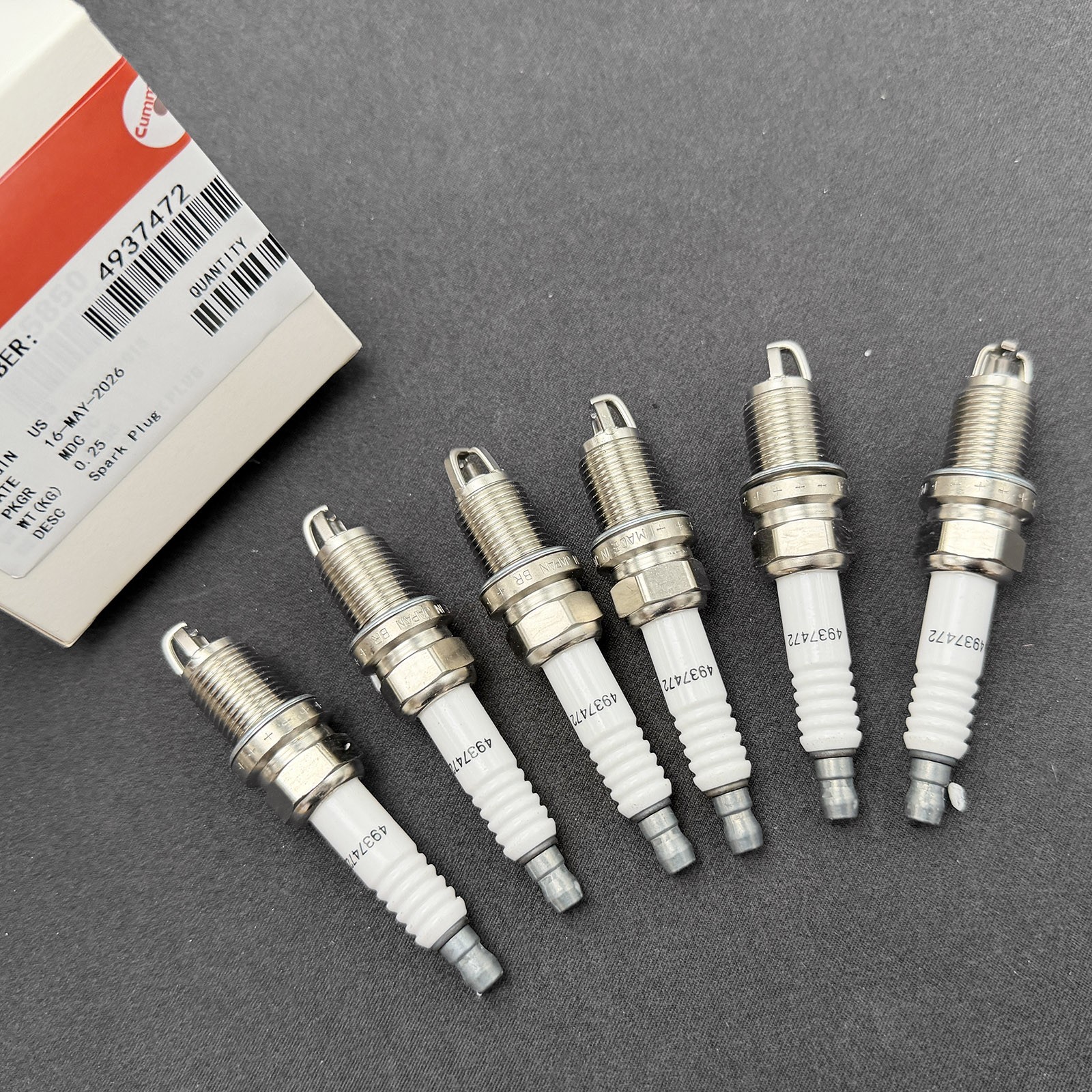 New 6Pcs Spark Plug Kit 4937472 4955850 for Cummins ISL Series 8.3L Liter 8.9L