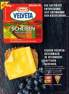3w9126/ Reklame von 1983   KRAFT VELVETA Käse-Scheiben