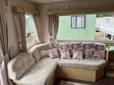 Static Caravan. L Shaped Sofa Including Double Pull Out Bed