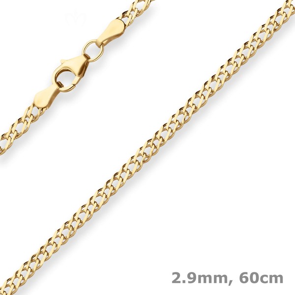 2,9Mm Zwillingspanzerkette Collier Halskette Aus 375 Gold Gelbgold 60Cm-image