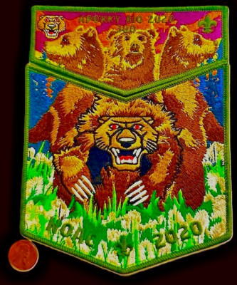 BOY SCOUT BSA OA APOXKY AIO LODGE 300 MONTANA MT 2020 NOAC COVID-19 2-PATCH BEAR
