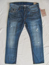 True Religion Big T Straight Jeans w/ Flaps- Burning Might -Size 32/33 -NWT $295