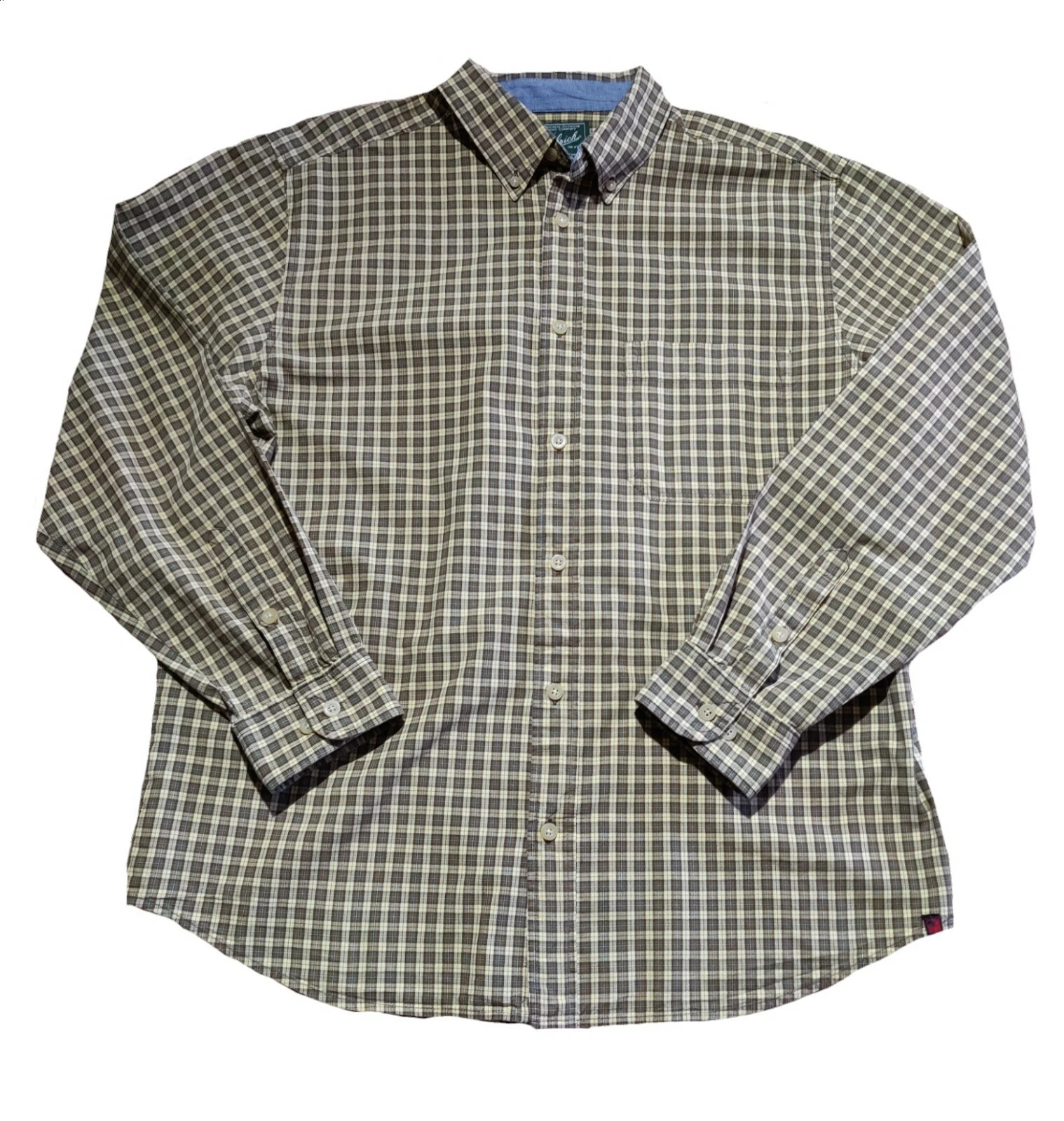 Woolrich Mens Shirt Outdoors Plaid Long Sleeve Yellow/Green Size L