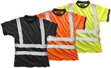 Mens Hi Vis Hi Visibility Reflective T Shirt Crew Neck Safety Work T Shirts Top