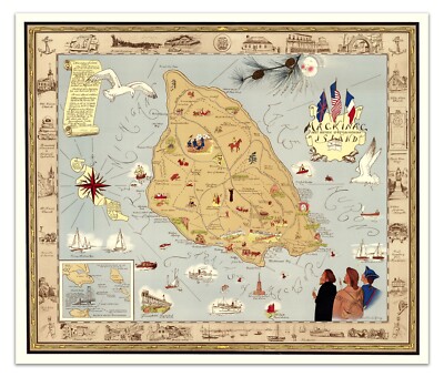 Mackinac Most Historic Spot in Michigan - Illustrated Map Poster Art Decor Print