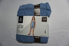 Member's Mark Girl's 2 Piece Easy Pull On Tank and Short Set, Chambray Size 4/5