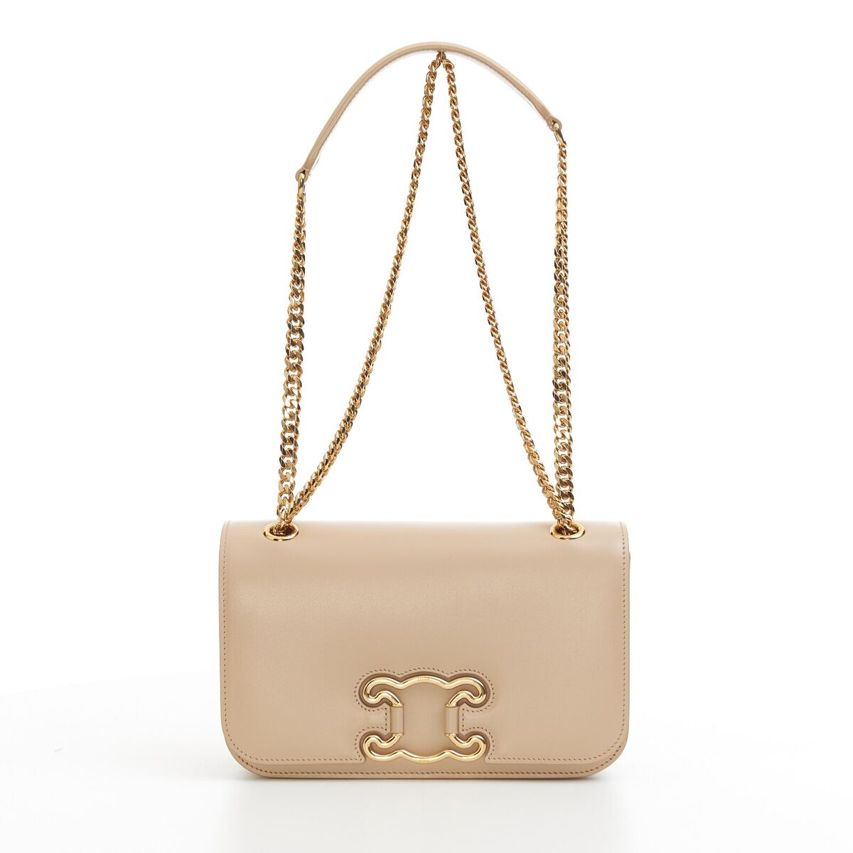 CELINE 3950$ Nude Medium Triomphe Frame Bag - Shiny Calfskin CELINE 3950$ Nude Medium Triomphe Frame Bag - Shiny Calfskin