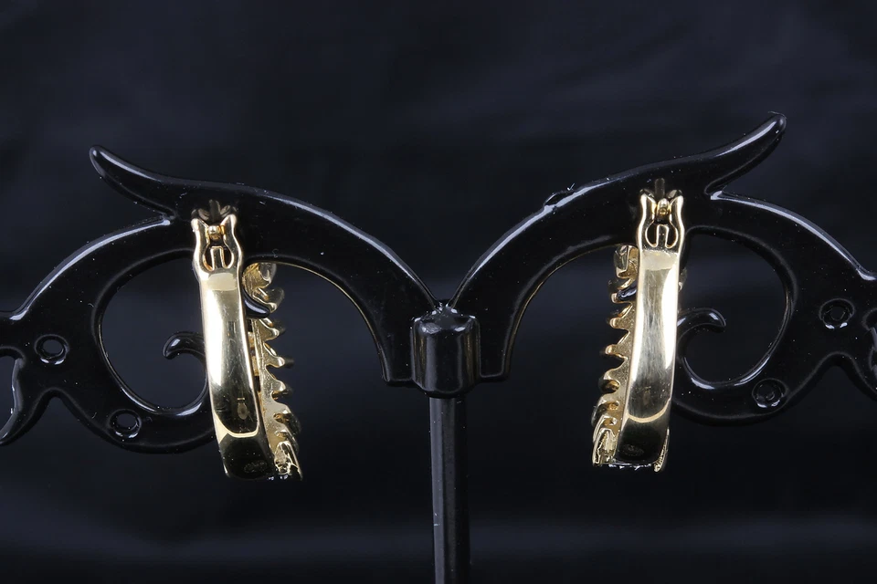 PENDIENTES ORO SOBRE PLATA ESTERLINA DIAMANTES ZAFIROS AZUL OSCURO FIRMADOS 925 8062 Foto 2 de 3